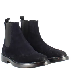 Stivaletto Chelsea In Pelle Scamosciata Colore Blu Con Fondo Gomma