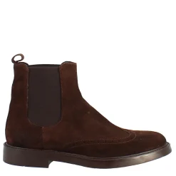 Stivaletto Chelsea In Pelle Scamosciata Colore Marrone Con Fondo Gomma