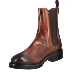 Stivaletto Chelsea Paupa Da Donna In Pelle Lavata Cuoio Scuro