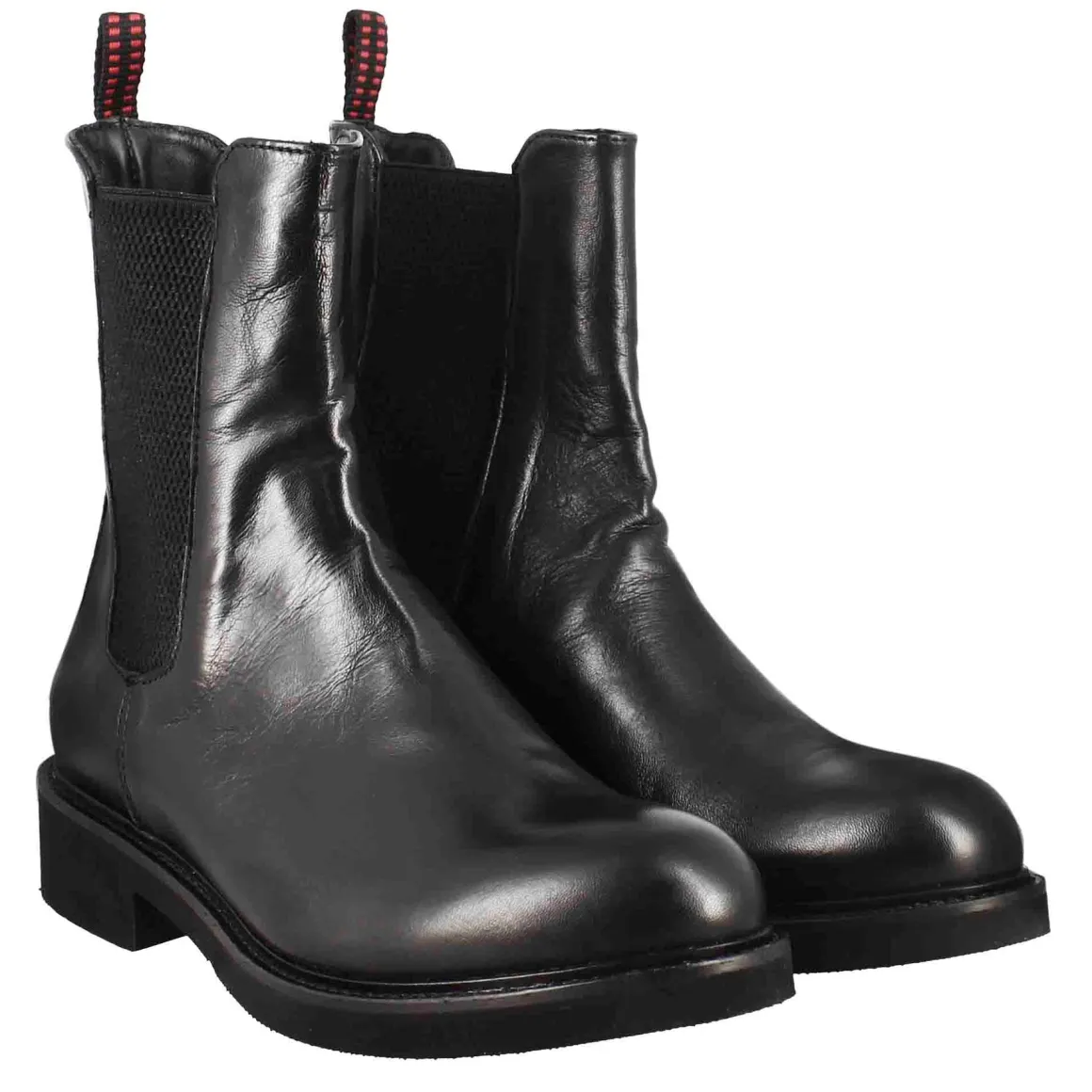 Stivaletto Chelsea Paupa Da Donna In Pelle Lavata Colore Nero