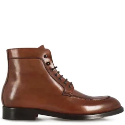 Stivaletto Con Allacciatura Alla Caviglia Da Uomo In Pelle Liscia Colore Marrone