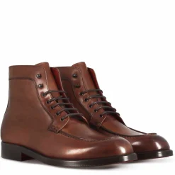 Stivaletto Con Allacciatura Alla Caviglia Da Uomo In Pelle Liscia Colore Marrone