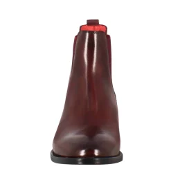 Stivaletto Da Donna Chelsea Liscio Con Tacco Medio In Pelle Colore Bordeaux