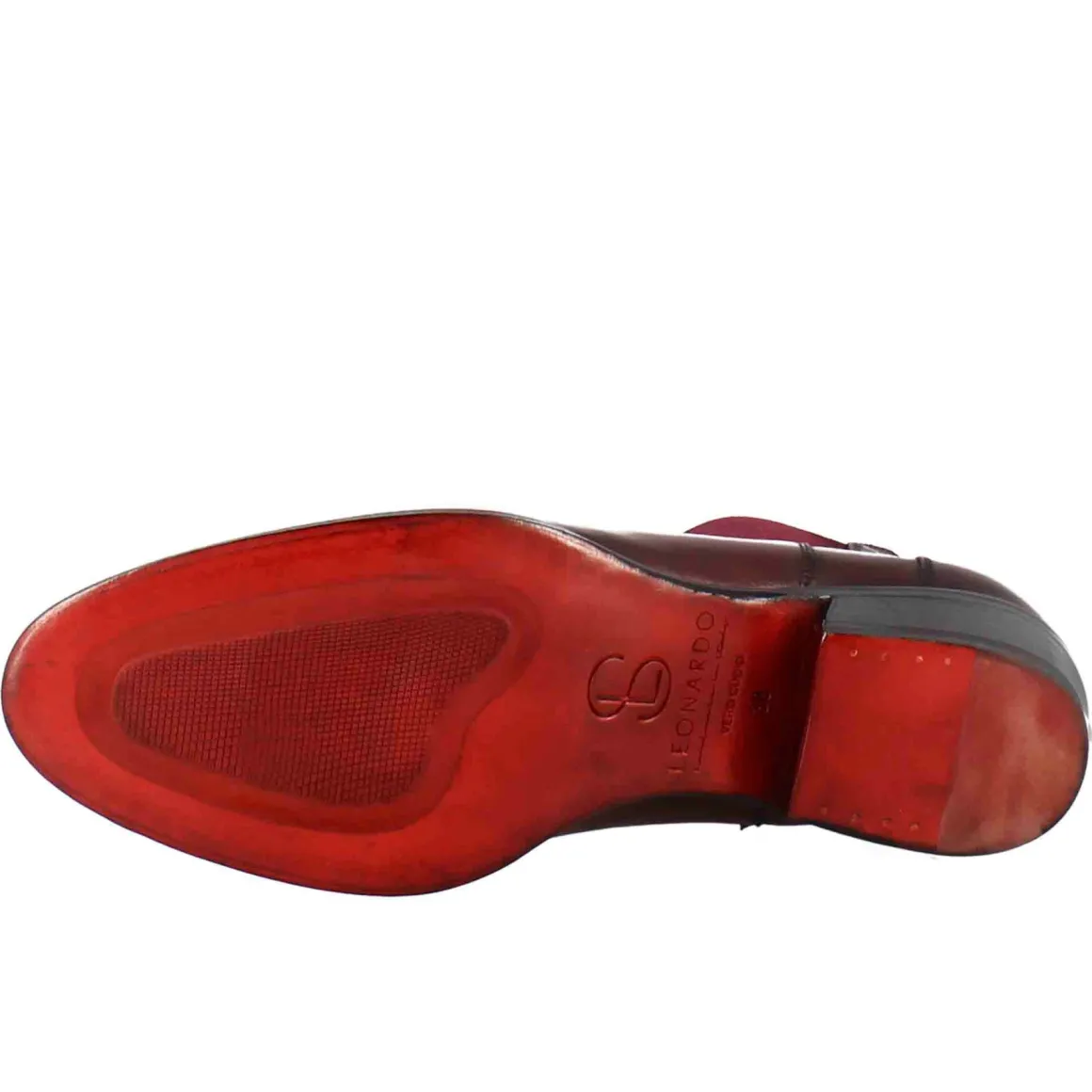Stivaletto Da Donna Chelsea Liscio Con Tacco Medio In Pelle Colore Bordeaux