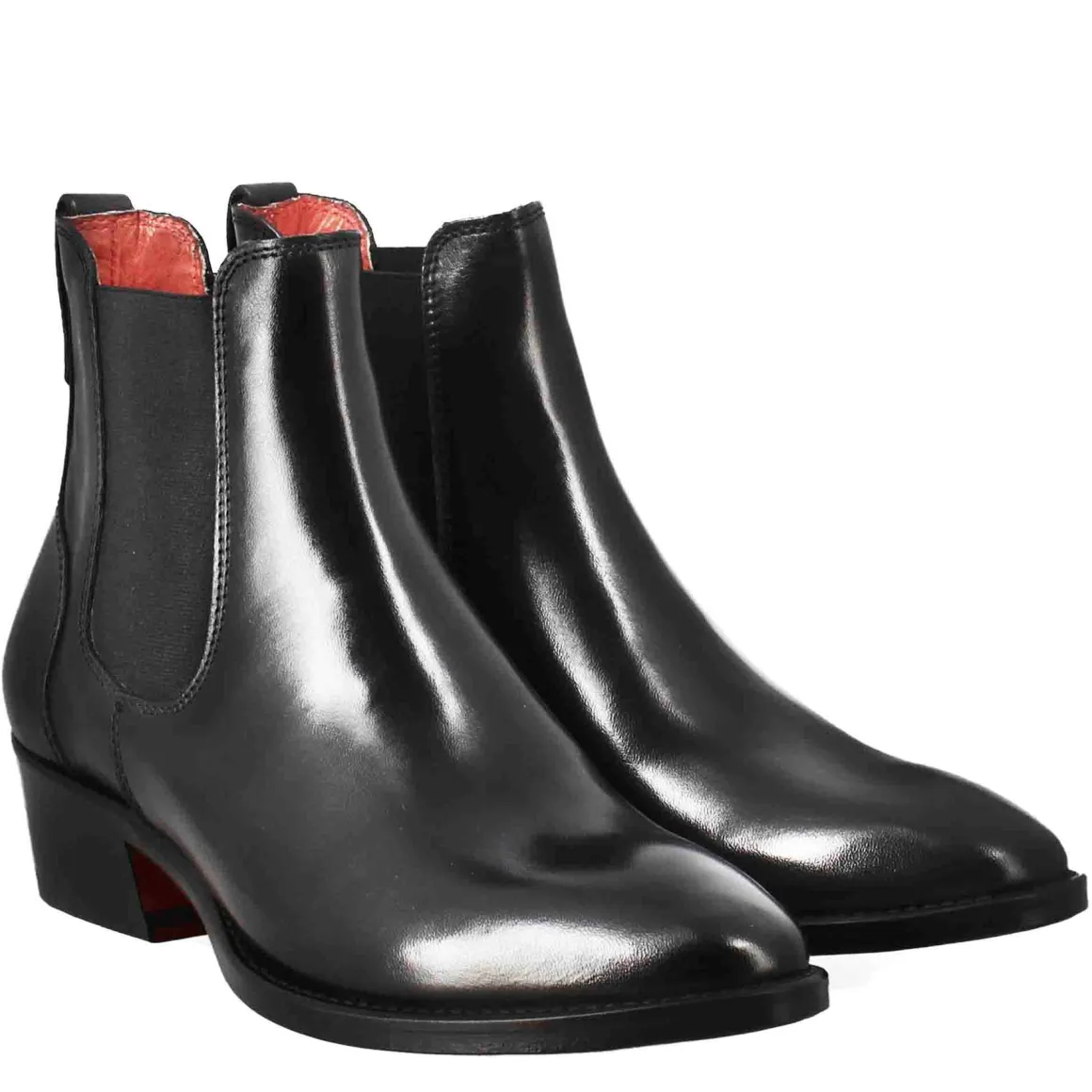 Stivaletto Da Donna Chelsea Liscio Con Tacco Medio In Pelle Colore Nero