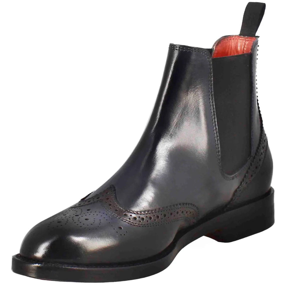 Stivaletto Da Donna Chelsea Con Dettagli Brogue In Pelle Blu