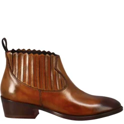 Stivaletto Da Donna Con Ritagli Al Collo In Pelle Colore Marrone Chiaro