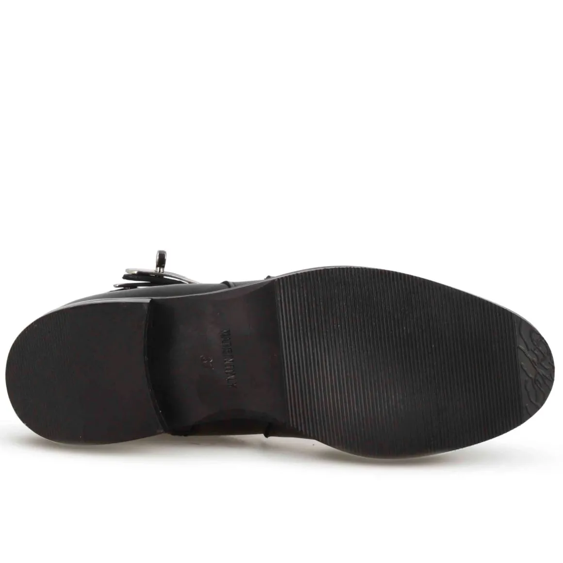 Stivaletto Da Donna In Pelle Colore Nero Con Fibbia Decorativa Alla Caviglia