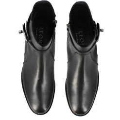 Stivaletto Da Donna In Pelle Colore Nero Con Fibbia Decorativa Alla Caviglia