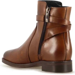Stivaletto Da Donna In Pelle Colore Marrone Con Fibbia Decorativa Alla Caviglia