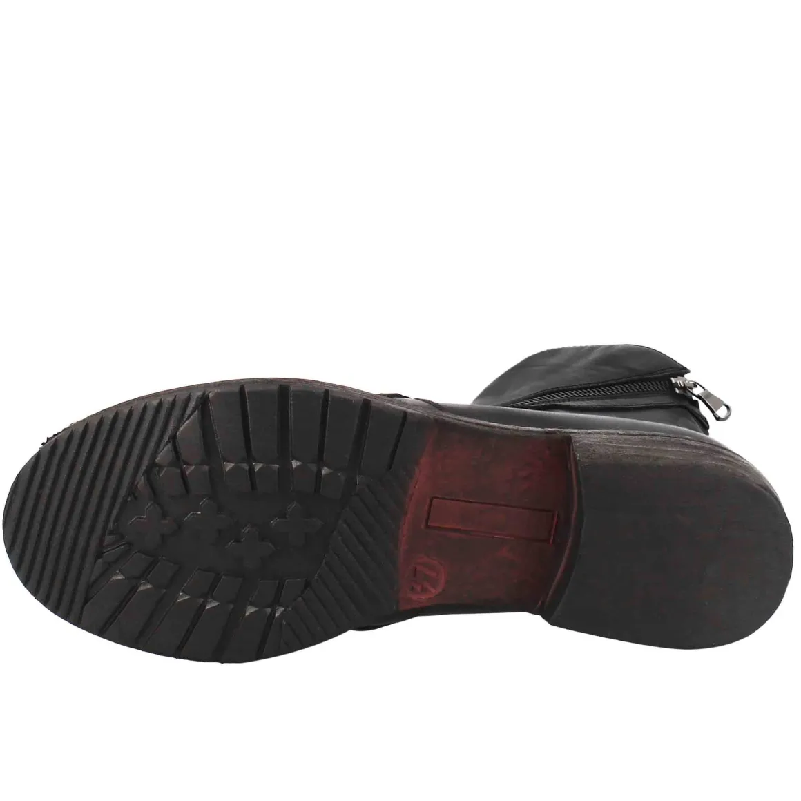 Stivaletto Da Donna In Pelle Lavata Colore Nero Con Doppia Zip