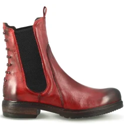 Stivaletto Da Donna In Vera Pelle Colore Rosso Effetto Vintage
