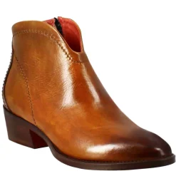 Stivaletto Da Donna Liscio Con Tacco Medio In Pelle Colore Marrone Chiaro