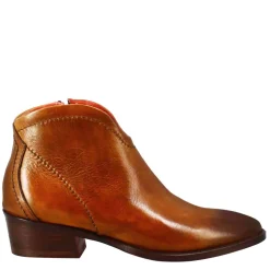 Stivaletto Da Donna Liscio Con Tacco Medio In Pelle Colore Marrone Chiaro