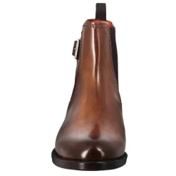 Stivaletto Da Donna Liscio Con Tacco Basso In Pelle Liscia Colore Marrone Chiaro Con Fibbia Laterale