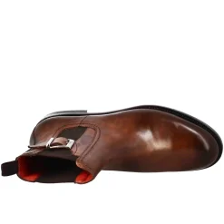 Stivaletto Da Donna Liscio Con Tacco Basso In Pelle Liscia Colore Marrone Chiaro Con Fibbia Laterale