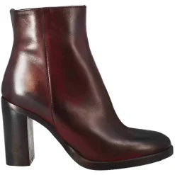 Stivaletto Da Donna Liscio Con Tacco Alto In Pelle Bordeaux