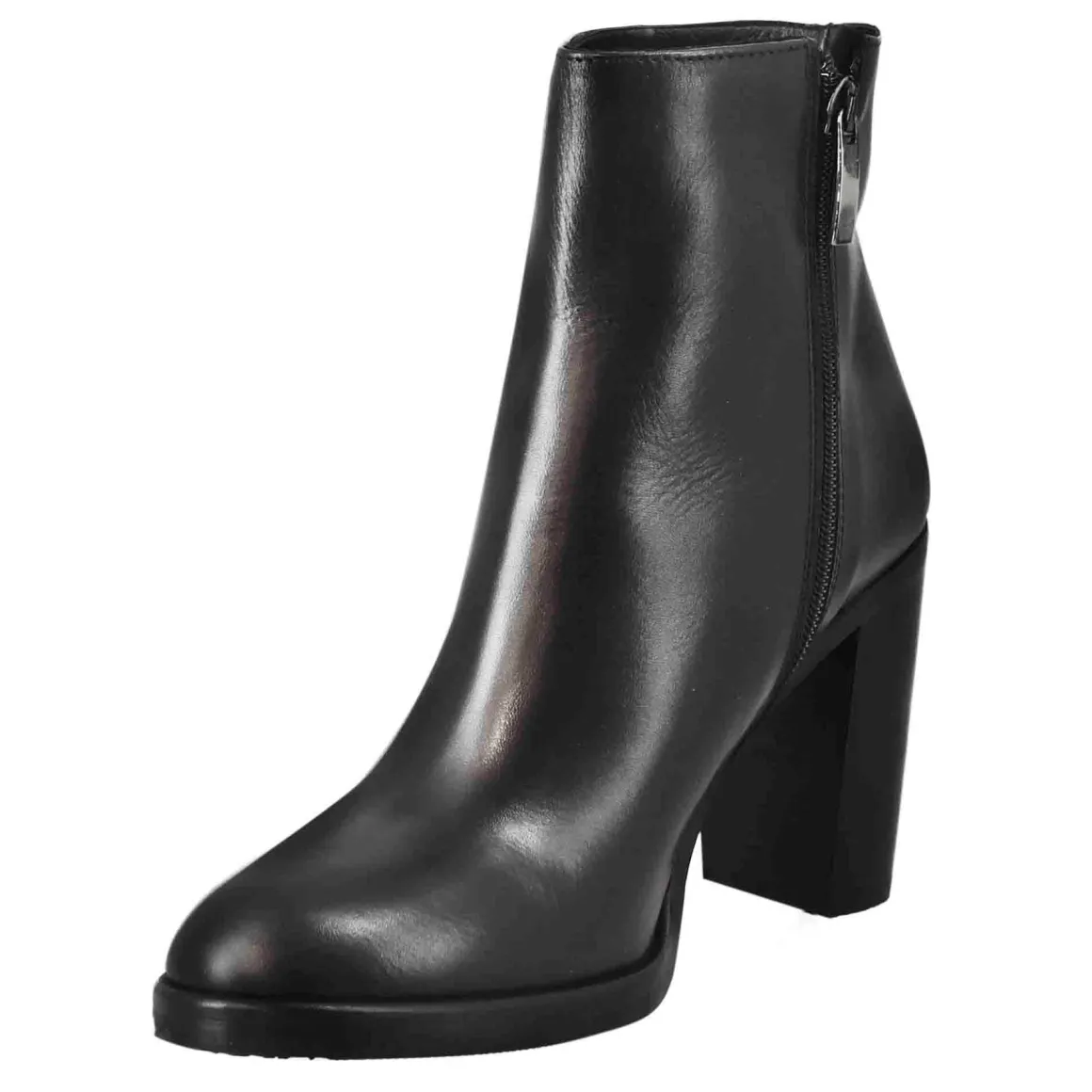 Stivaletto Da Donna Liscio Con Tacco Alto In Pelle Colore Nero