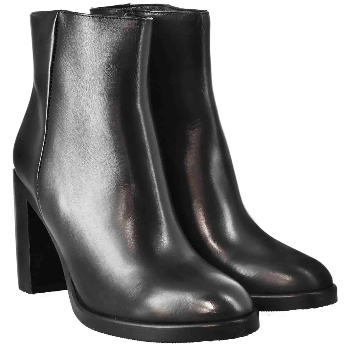 Stivaletto Da Donna Liscio Con Tacco Alto In Pelle Colore Nero
