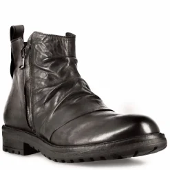 Stivaletto Da Uomo Con Arricciatura In Pelle Colore Grigio