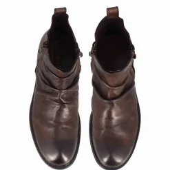 Stivaletto Da Uomo Con Arricciatura In Pelle Colore Marrone Scuro
