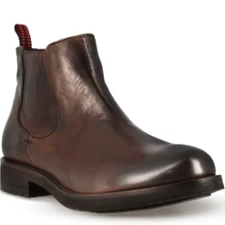 Stivaletto Da Uomo In Pelle Marrone Scuro E Suola In Gomma