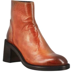 Stivaletto Diver Basso Da Donna Con Tacco In Pelle Lavata Colore Cuoio Scuro