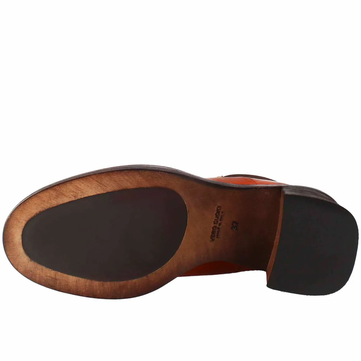 Stivaletto Diver Chelsea Da Donna Con Tacco In Pelle Lavata Colore Cuoio