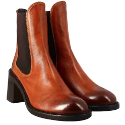 Stivaletto Diver Chelsea Da Donna Con Tacco In Pelle Lavata Colore Cuoio
