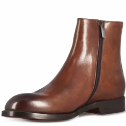 Stivaletto Elegante Alla Caviglia Da Uomo In Pelle Liscia Colore Marrone