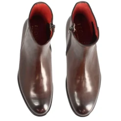 Stivaletto Elegante Alla Caviglia Da Uomo In Pelle Liscia Colore Marrone Scuro