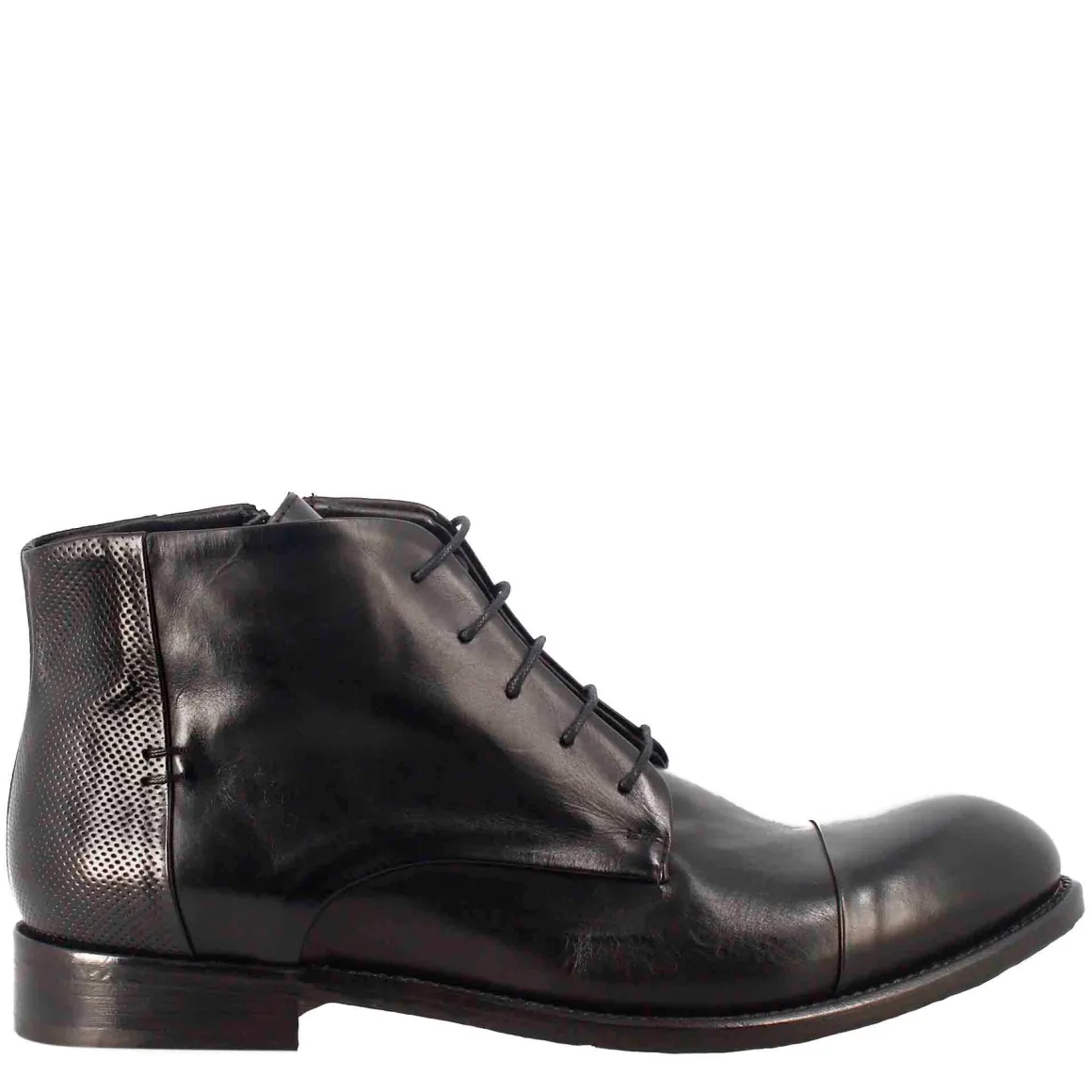 Stivaletto Nero Vintage Elegante Da Uomo In Pelle