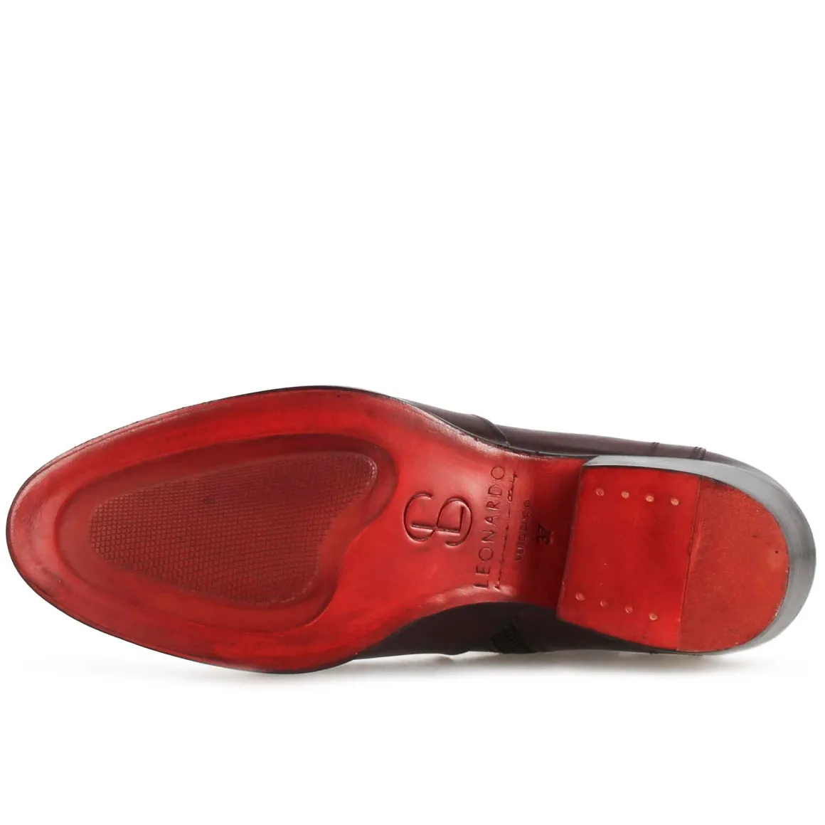 Stivaletto Stile Texano Asimmetrico Da Donna In Pelle Colore Bordeaux