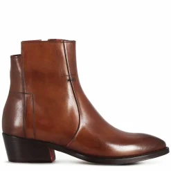 Stivaletto Stile Texano Asimmetrico Da Donna In Pelle Colore Marrone