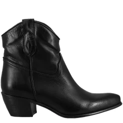 Stivali Texani Bassi Da Donna Sfoderati In Pelle Vintage Nera