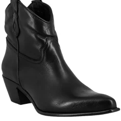 Stivali Texani Bassi Da Donna Sfoderati In Pelle Vintage Nera