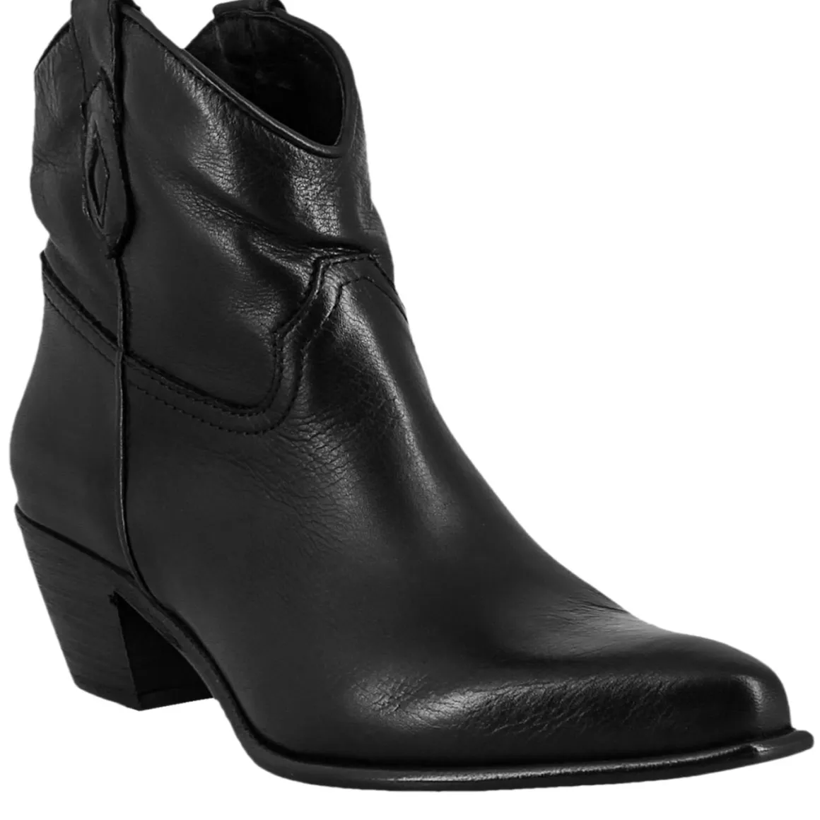 Stivali Texani Bassi Da Donna Sfoderati In Pelle Vintage Nera