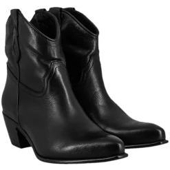 Stivali Texani Bassi Da Donna Sfoderati In Pelle Vintage Nera