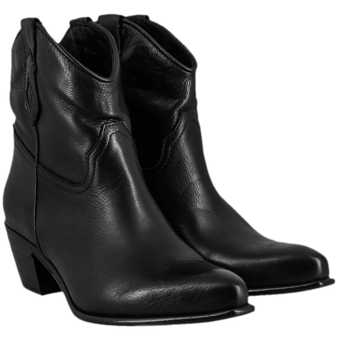 Stivali Texani Bassi Da Donna Sfoderati In Pelle Vintage Nera