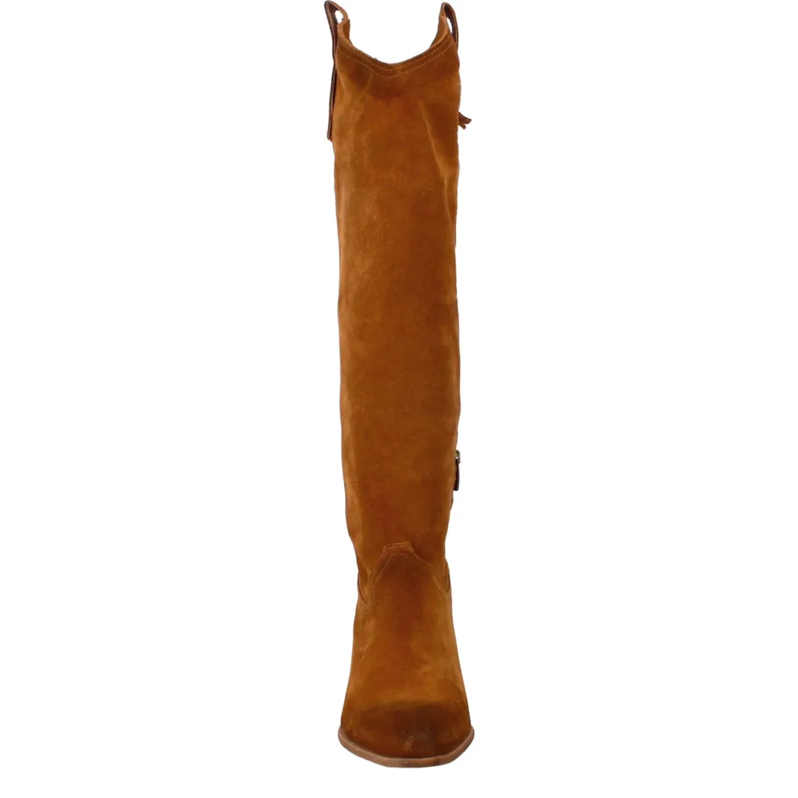 Stivali Texani Da Donna Sfoderati In Camoscio Marrone.