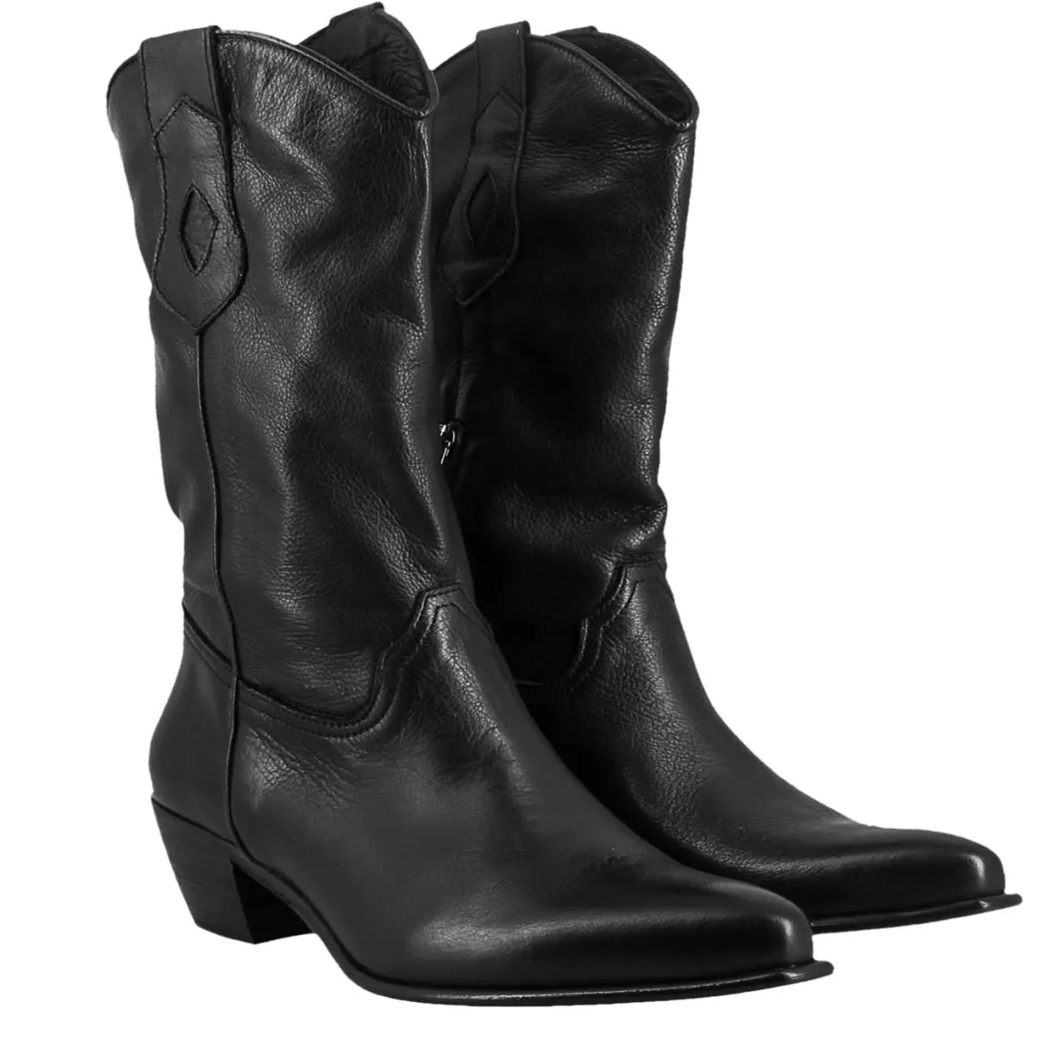 Stivali Texani Da Donna Sfoderati In Pelle Vintage Nera