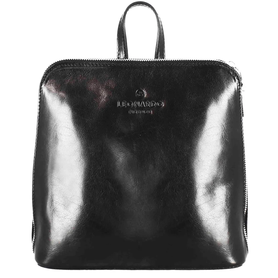 Zainetto Ginevra Da Donna In Pelle Liscia Colore Nero Con Cerniera