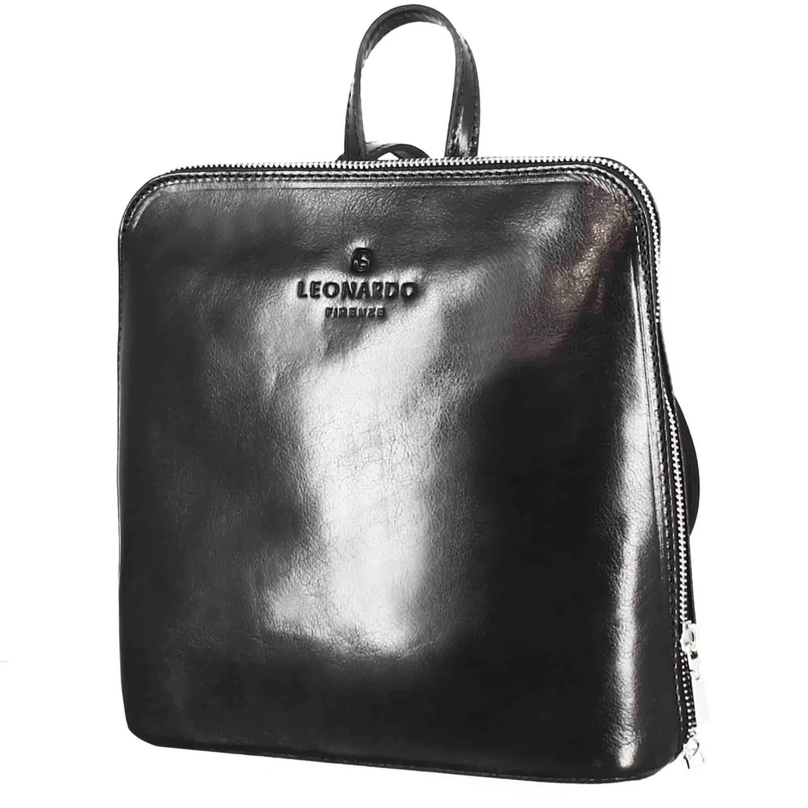 Zainetto Ginevra Da Donna In Pelle Liscia Colore Nero Con Cerniera