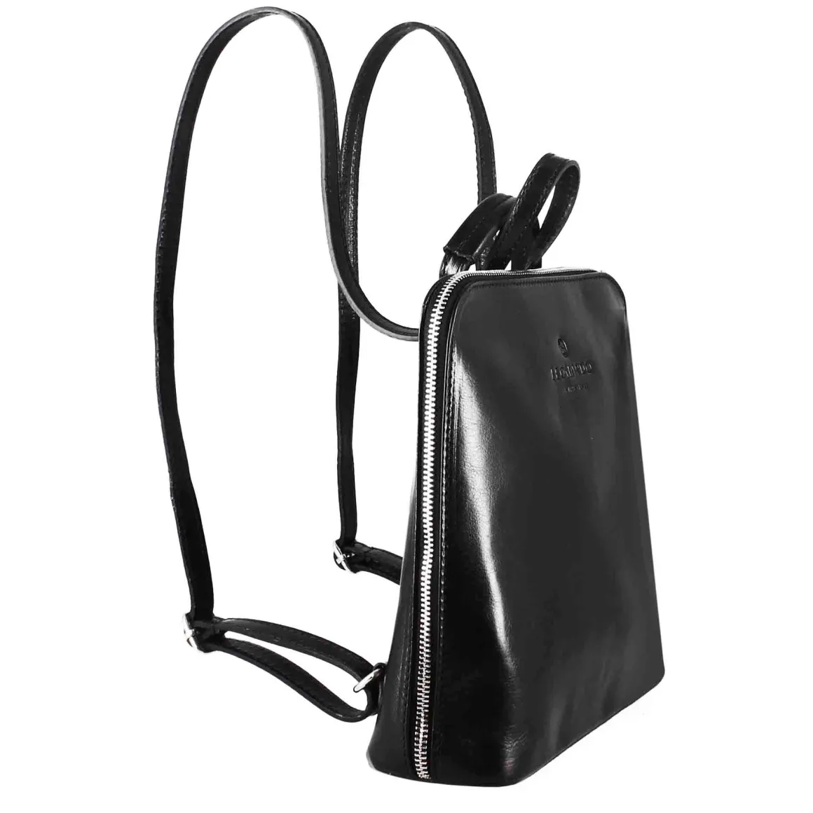 Zainetto Ginevra Da Donna In Pelle Liscia Colore Nero Con Cerniera