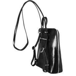 Zainetto Ginevra Da Donna In Pelle Liscia Colore Nero Con Cerniera