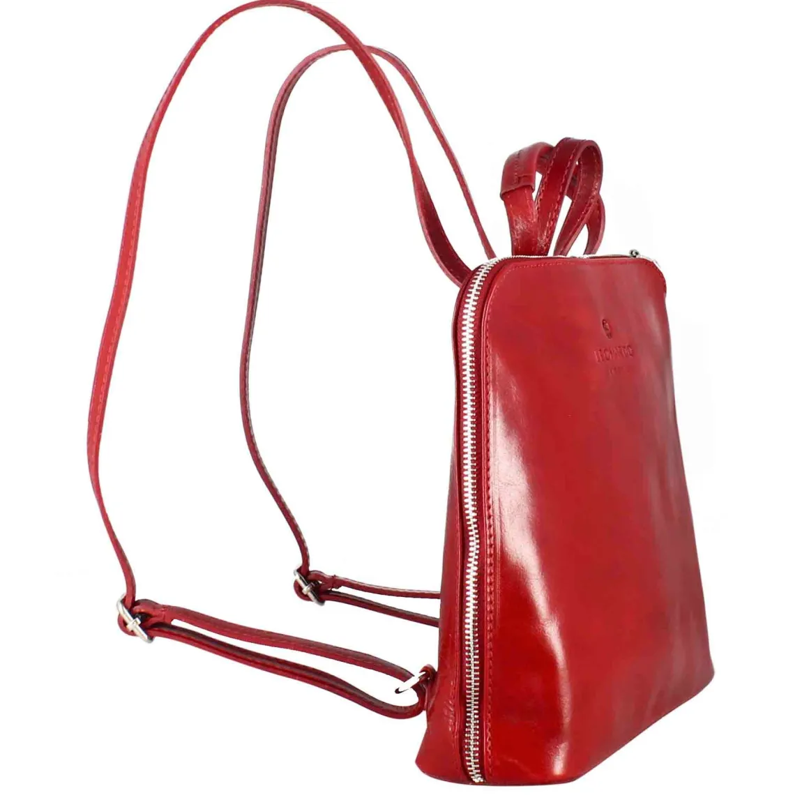 Zainetto Ginevra Da Donna In Pelle Liscia Colore Rosso Con Cerniera