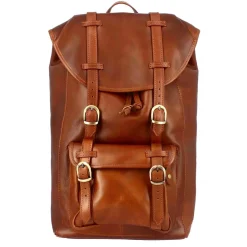 Zaino Da Viaggio In Pelle Colore Marrone Con Fibbie