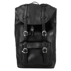 Zaino Da Viaggio In Pelle Colore Nero Con Fibbie