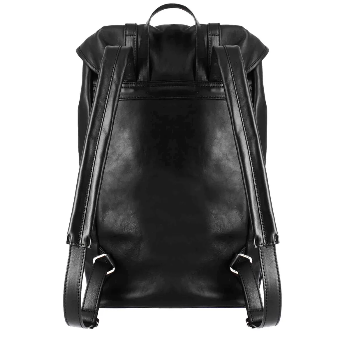 Zaino Da Viaggio In Pelle Colore Nero Con Fibbie